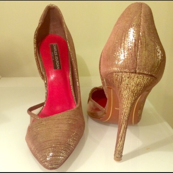 Charles Jourdan Shoes - Charles Jourdan Gold Heels